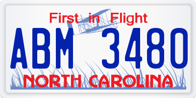 NC license plate ABM3480