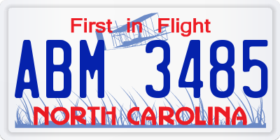 NC license plate ABM3485