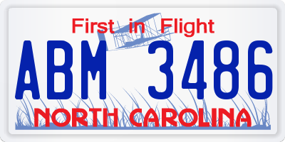 NC license plate ABM3486