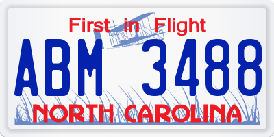 NC license plate ABM3488