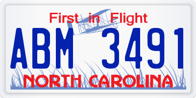 NC license plate ABM3491