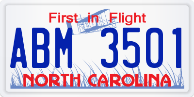 NC license plate ABM3501