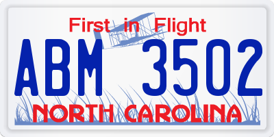 NC license plate ABM3502