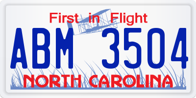 NC license plate ABM3504