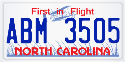 NC license plate ABM3505