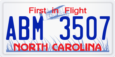 NC license plate ABM3507