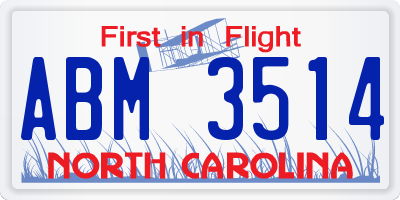 NC license plate ABM3514