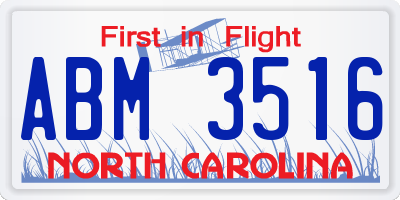 NC license plate ABM3516