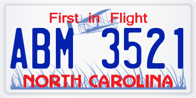 NC license plate ABM3521