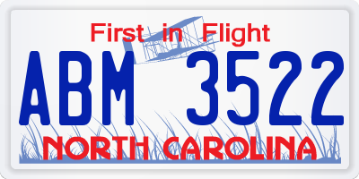 NC license plate ABM3522
