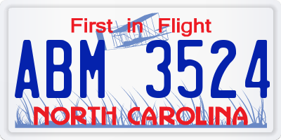 NC license plate ABM3524