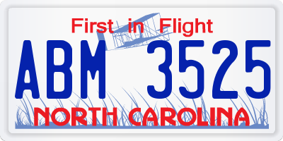 NC license plate ABM3525