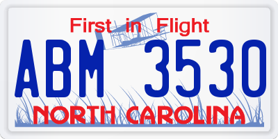 NC license plate ABM3530