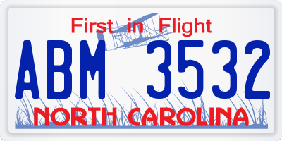 NC license plate ABM3532