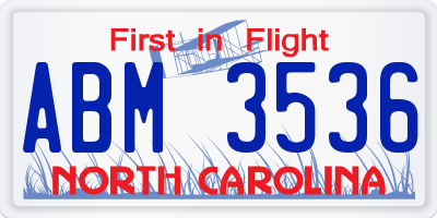 NC license plate ABM3536