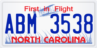 NC license plate ABM3538