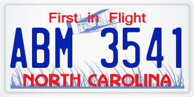 NC license plate ABM3541