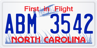 NC license plate ABM3542