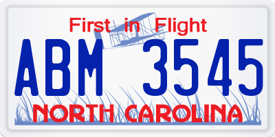 NC license plate ABM3545