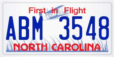 NC license plate ABM3548