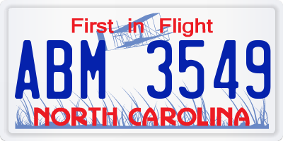 NC license plate ABM3549