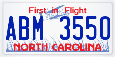 NC license plate ABM3550