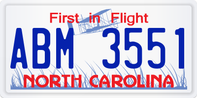 NC license plate ABM3551