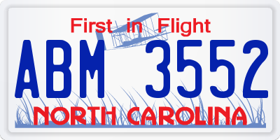NC license plate ABM3552