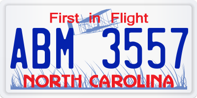 NC license plate ABM3557