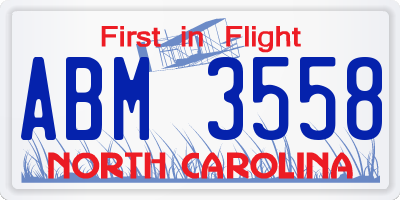 NC license plate ABM3558