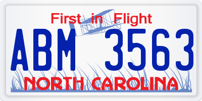 NC license plate ABM3563