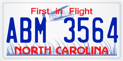 NC license plate ABM3564