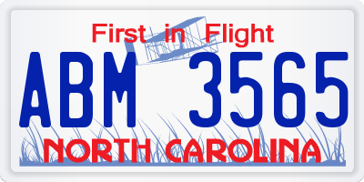 NC license plate ABM3565