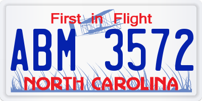 NC license plate ABM3572