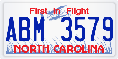 NC license plate ABM3579