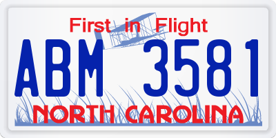 NC license plate ABM3581