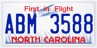 NC license plate ABM3588