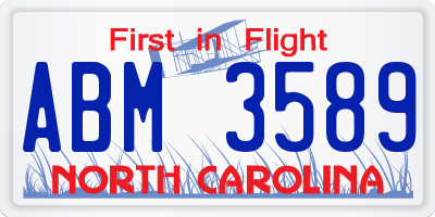 NC license plate ABM3589