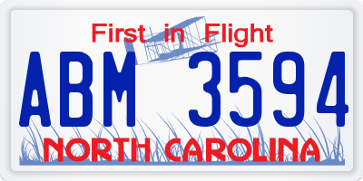 NC license plate ABM3594