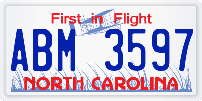 NC license plate ABM3597