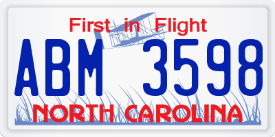 NC license plate ABM3598