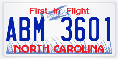 NC license plate ABM3601