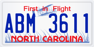 NC license plate ABM3611