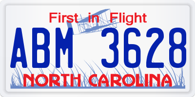 NC license plate ABM3628