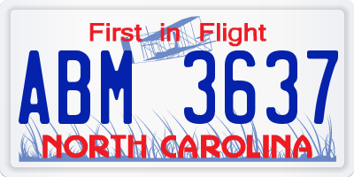 NC license plate ABM3637