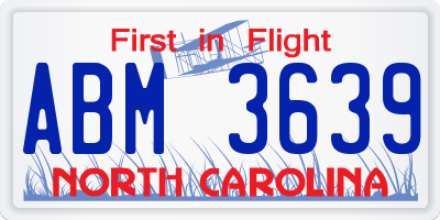 NC license plate ABM3639