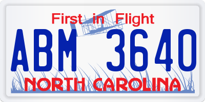 NC license plate ABM3640
