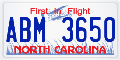 NC license plate ABM3650