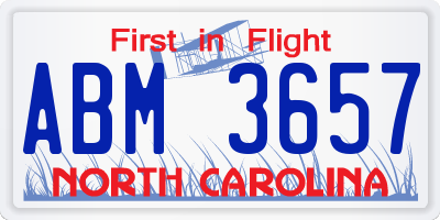 NC license plate ABM3657