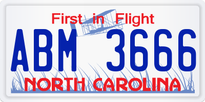 NC license plate ABM3666